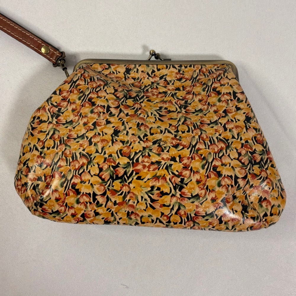 Patricia Nash Wristlet Clutch OS Multicolor Floral Leather Kiss Lock Bag